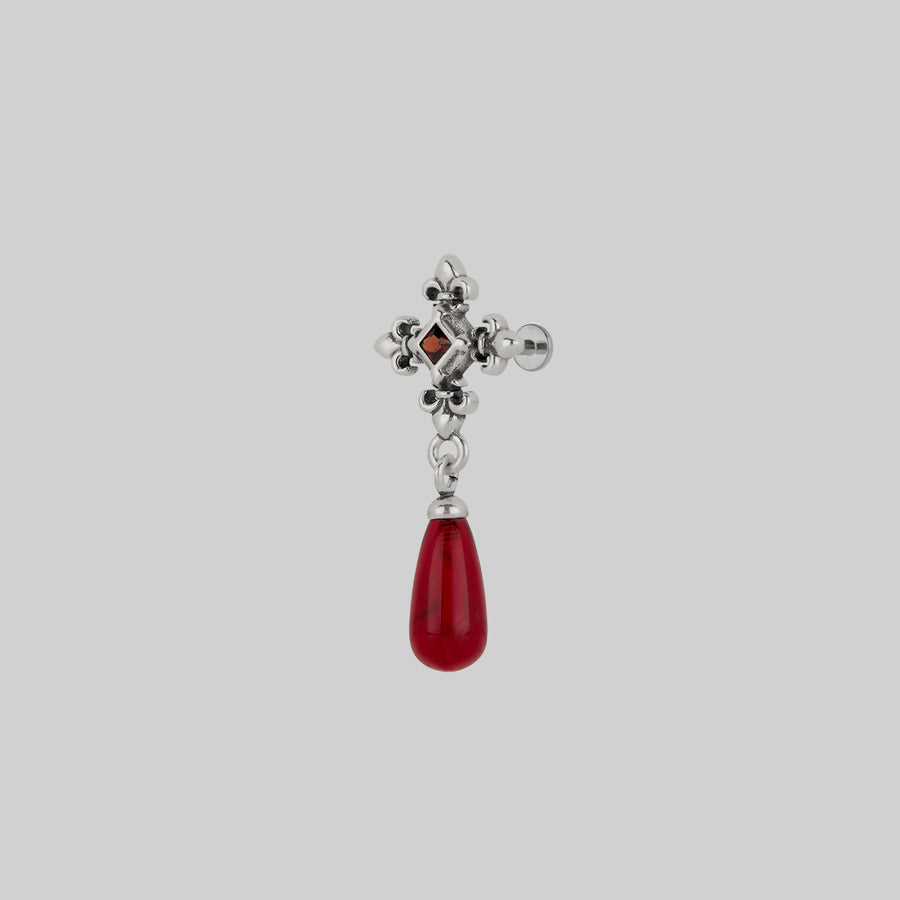 CRIMSON. Medieval Garnet Stud Earring - Silver silver medieval cross garnet stud earring