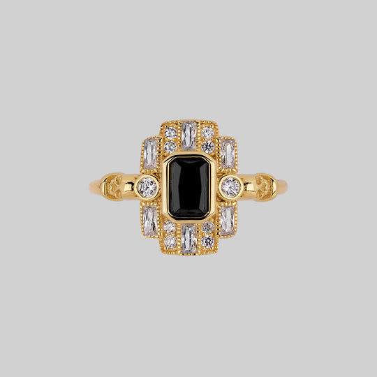 DECO. Skull & Black Spinel Cocktail Ring - Gold