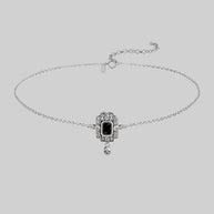 silver choker black spinel gemstone skull