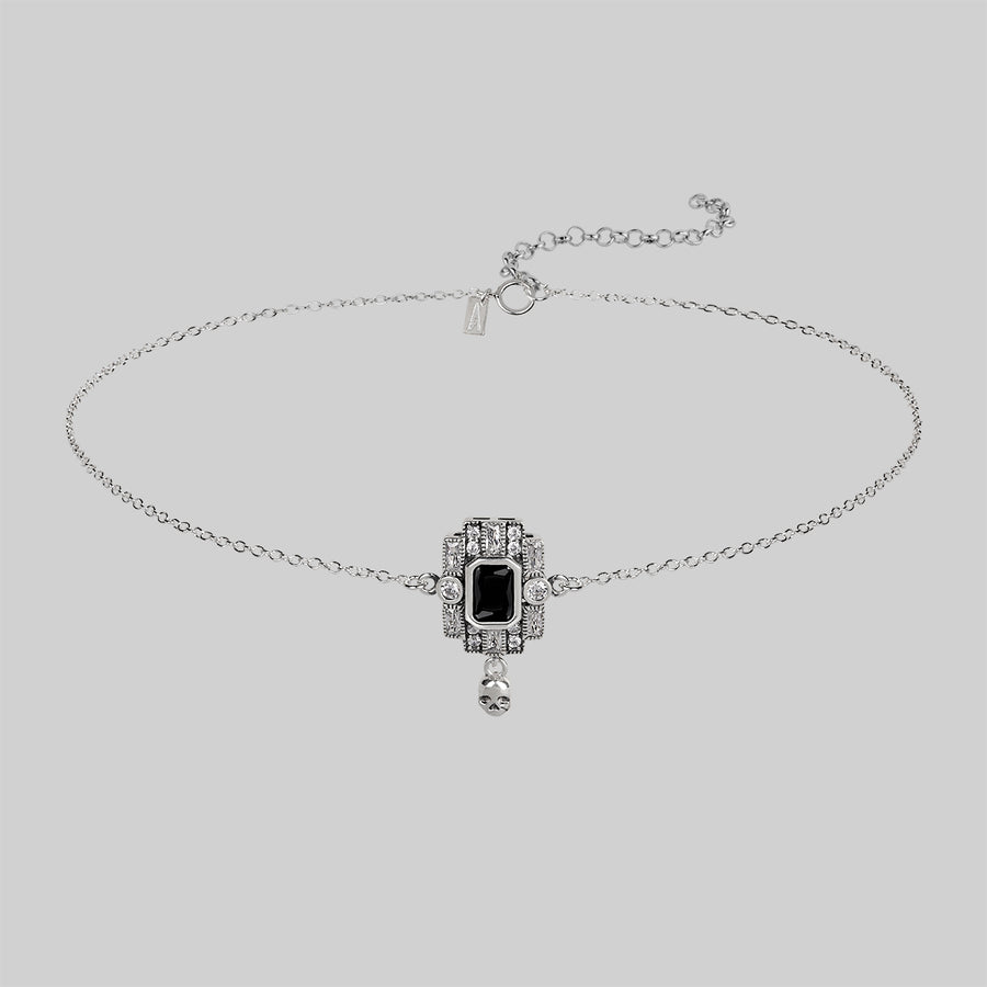 DECO. Skull & Black Spinel Statement Choker - Silver silver choker black spinel gemstone skull