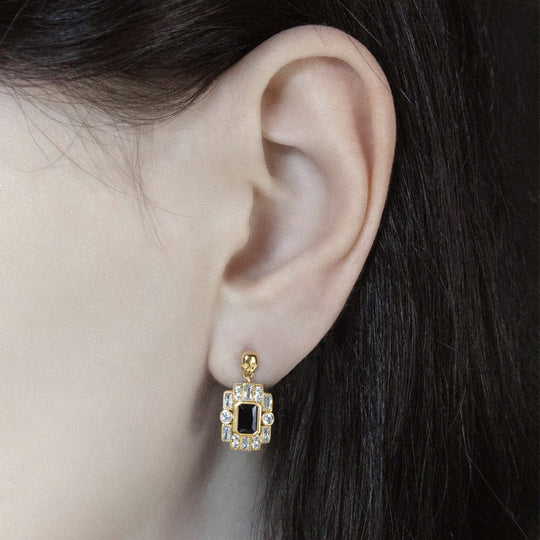 DECO. Skull & Black Spinel Statement Earrings - Gold