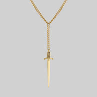 gothic sword lariat drop gold necklace