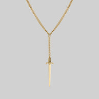 gothic sword lariat drop gold necklace