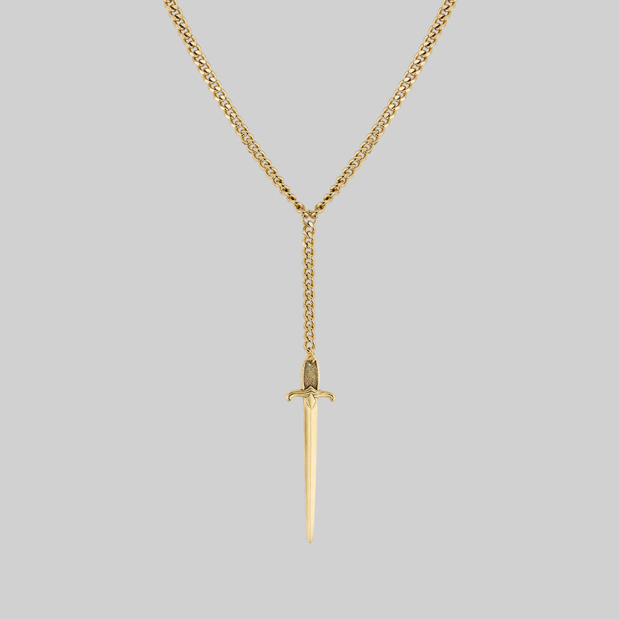 DEMISE. Sword Lariat Necklace - Gold gothic sword lariat drop gold necklace