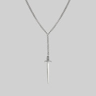 gothic sword lariat drop silver necklace
