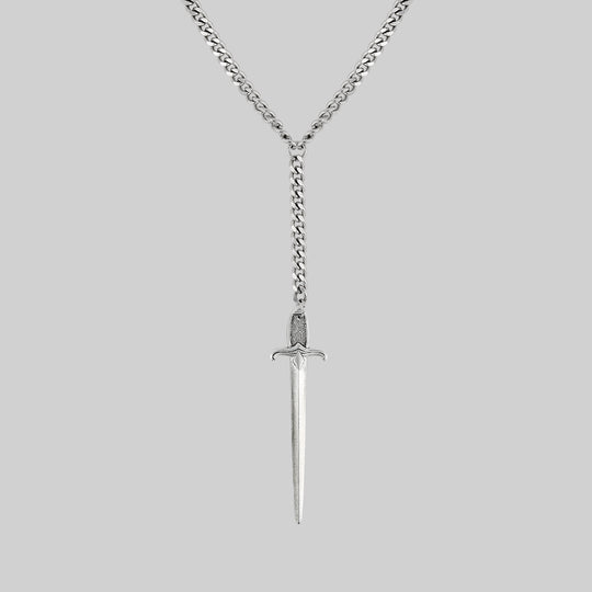 DEMISE. Sword Lariat Necklace - Silver