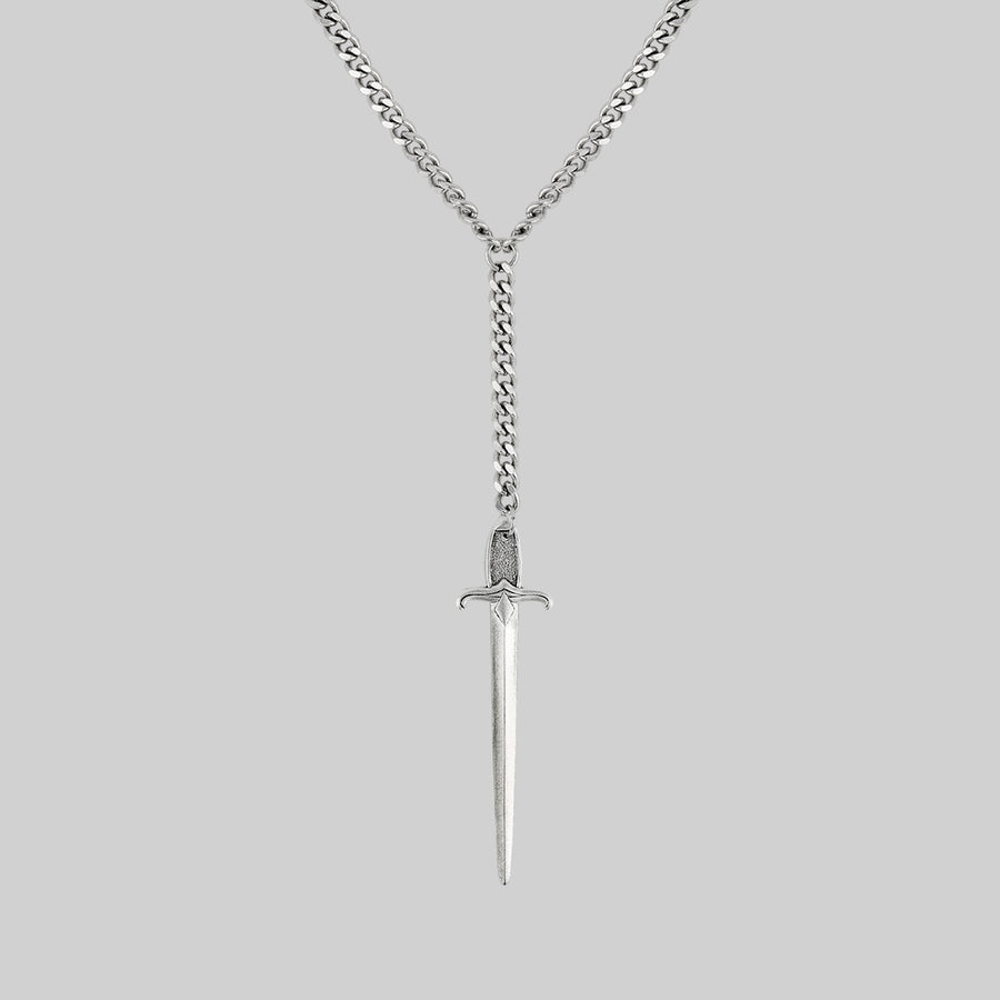 gothic sword lariat drop silver necklace