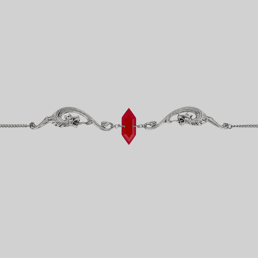 DRAKE. Red Glass Dragon Choker - Silver red glass dragon choker silver