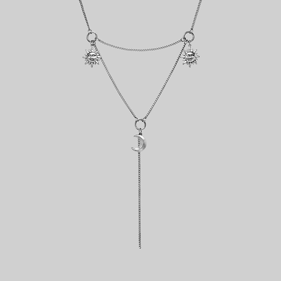 Diem silver astrological gothic layered necklace