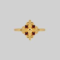 garnet and skull detail ring