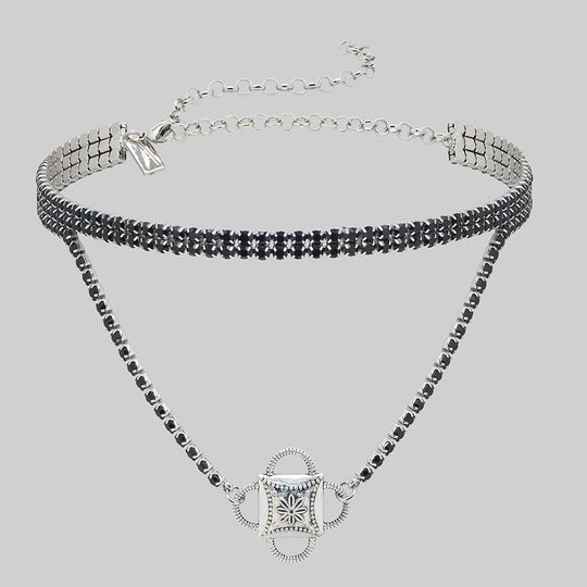 EMELIA. Crested Dazzle Chain Choker - Silver