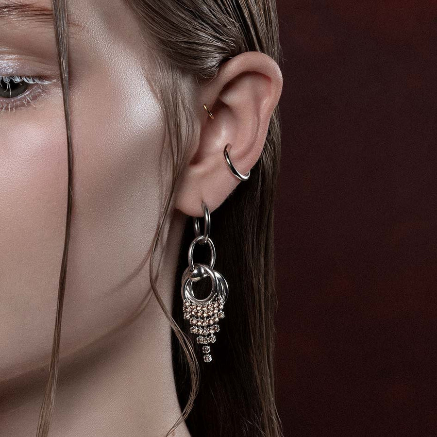 EXILE. Dazzle Chain Hoop Drop Earrings - Silver silver sparkly crystal chain drop earrings