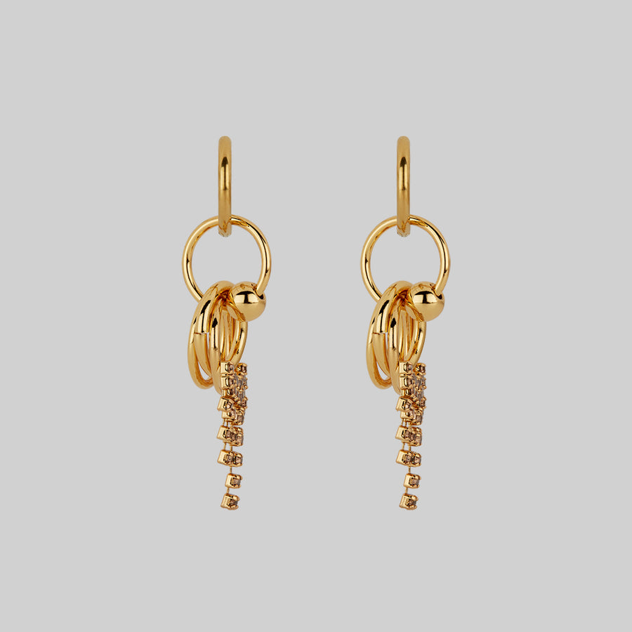 EXILE. Dazzle Chain Hoop Drop Earrings - Gold gold cz chain drop earrings