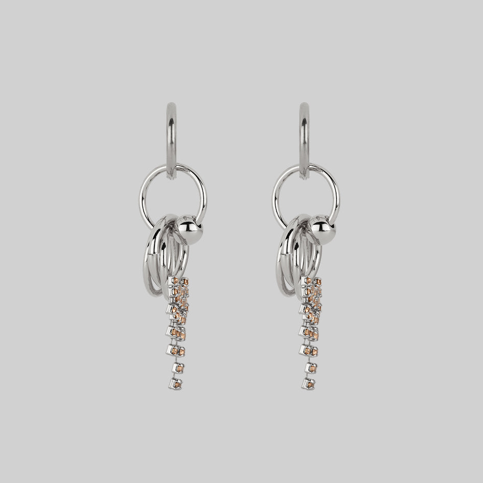 silver sparkle chain drop earrings
