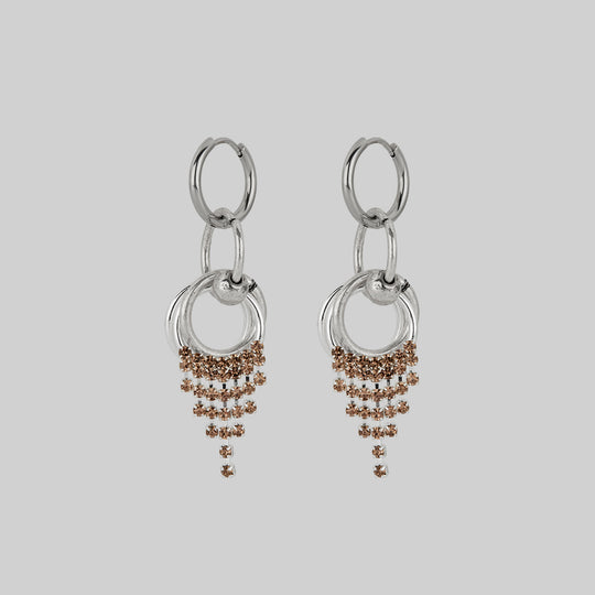 EXILE. Dazzle Chain Hoop Drop Earrings - Silver