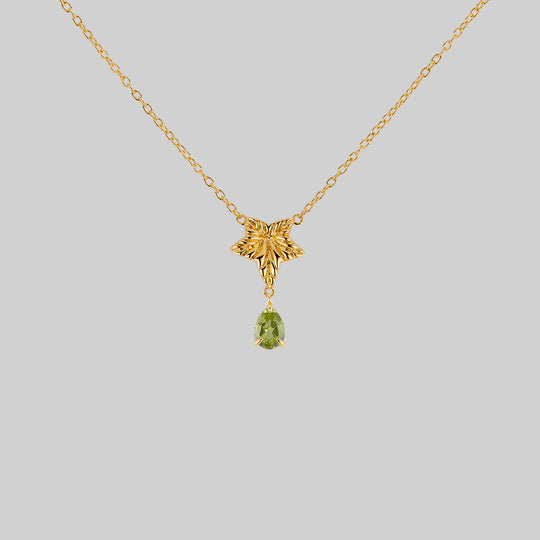 FERONIA. Ivy Leaf Peridot Drop Necklace - Gold