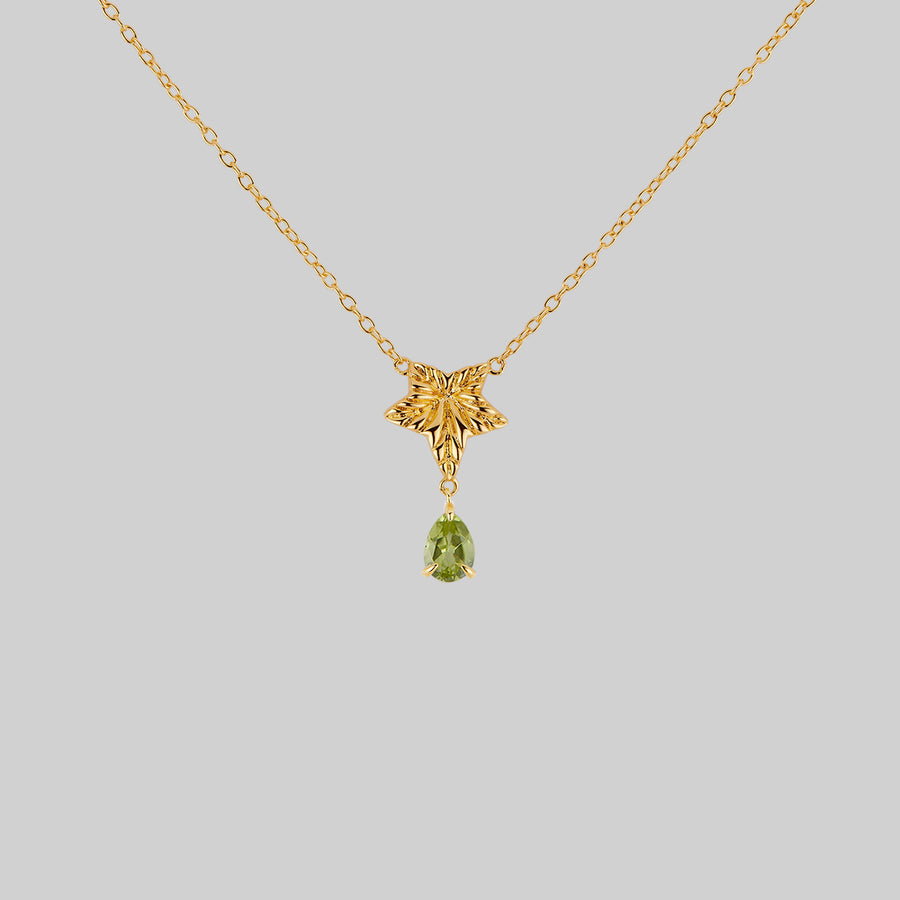 FERONIA. Ivy Leaf Peridot Drop Necklace - Gold