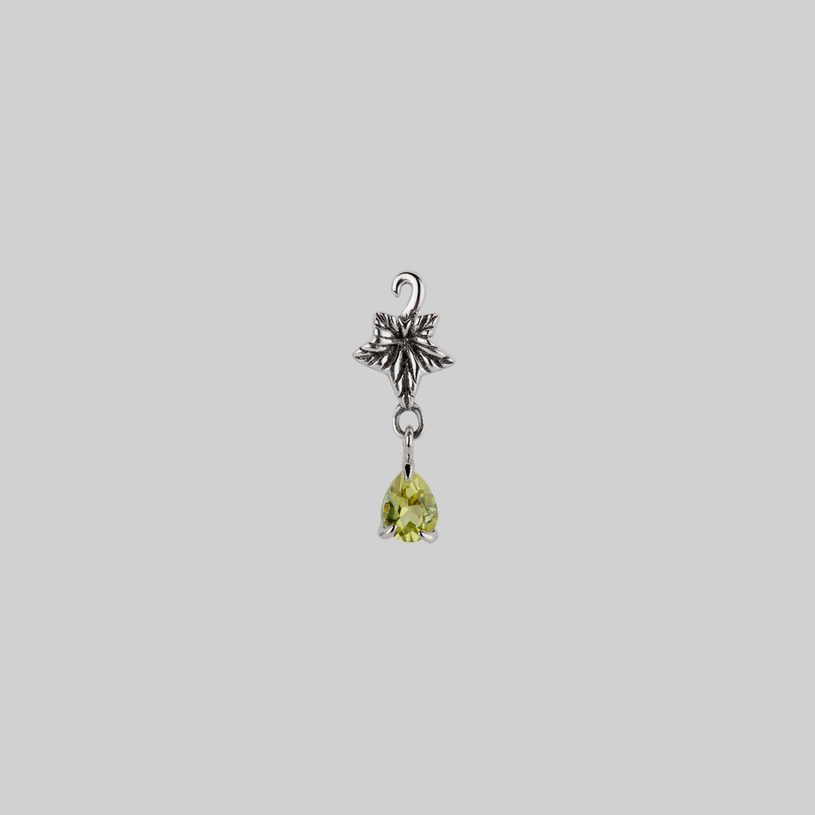 ivy leaf peridot drop ear stud silver