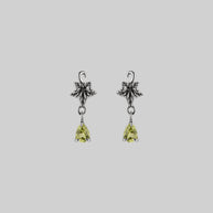 ivy leaf peridot drop earrings silver