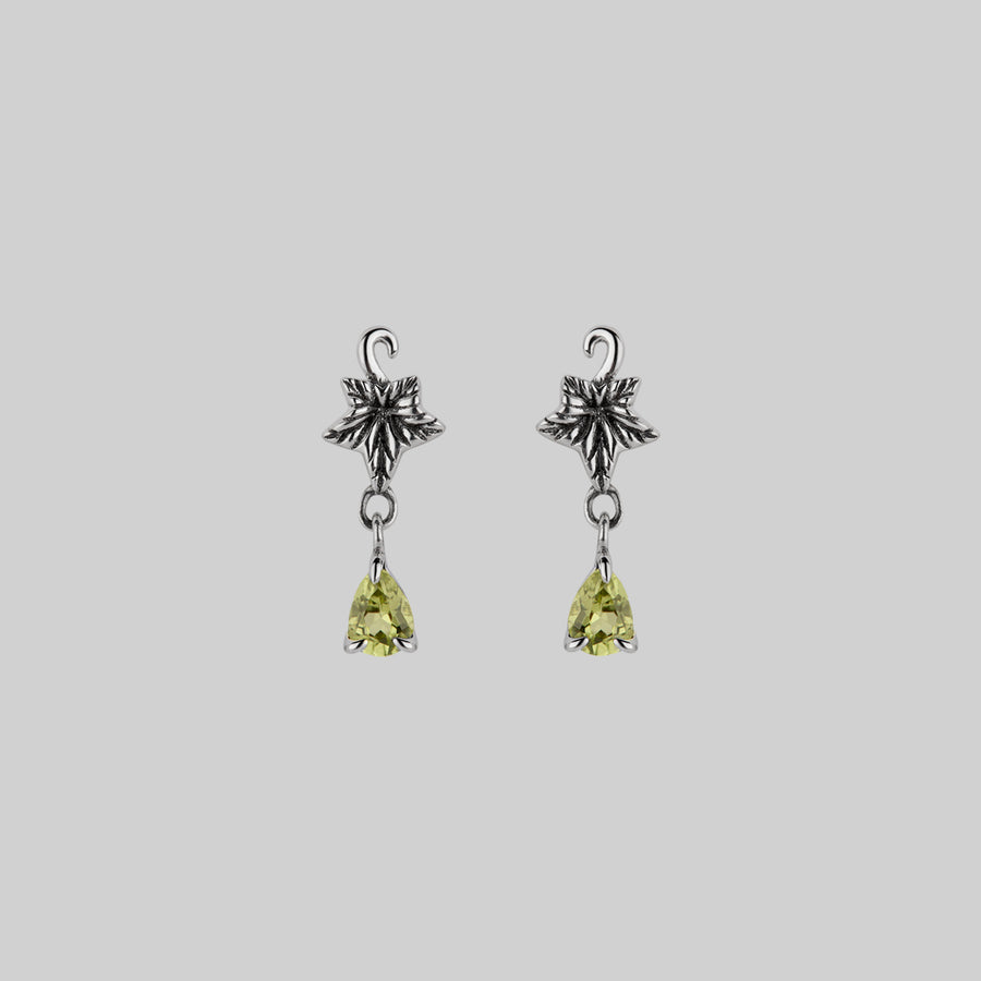 ivy leaf peridot drop earrings silver