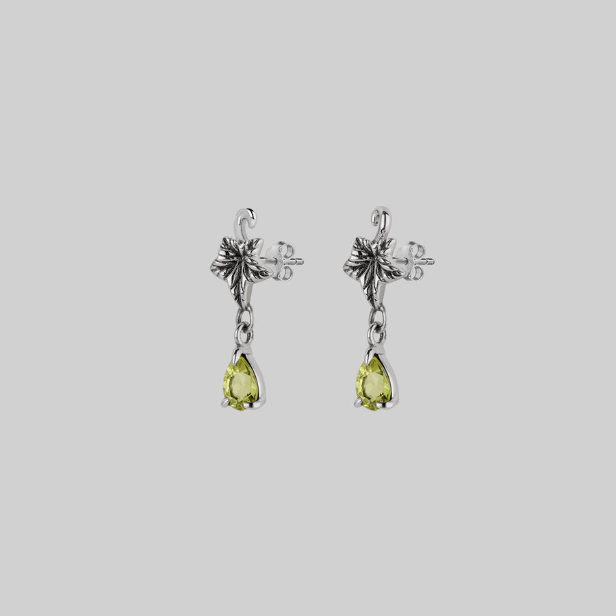 FERONIA. Ivy Leaf Peridot Stud Earrings - Silver ivy leaf peridot drop earrings silver