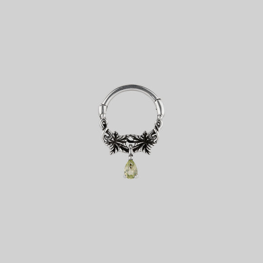 FERONIA. Peridot Droplet Septum - Silver