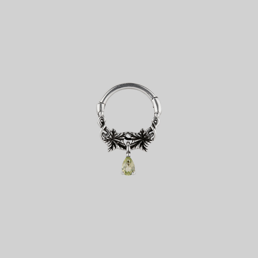 ivy leaf peridot gemstone septum silver daith forward helix