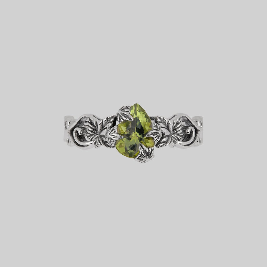 ivy leaf peridot gemstone ring silver