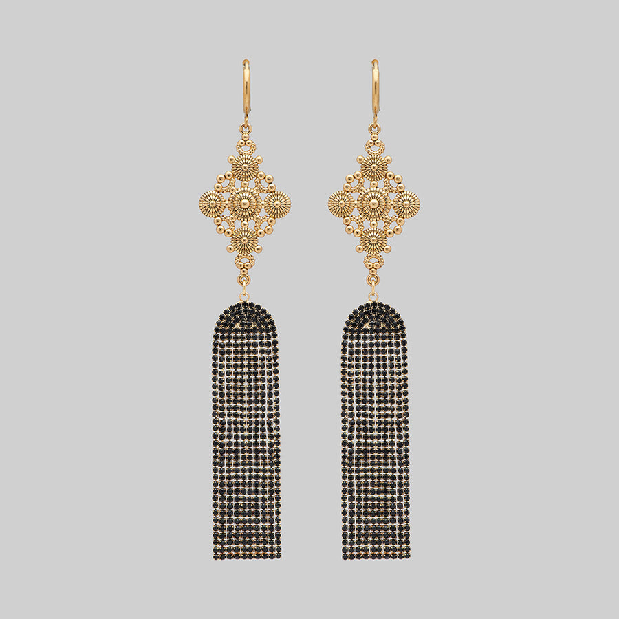 FIFI. Dazzle Chain Chandelier Earrings - Gold
