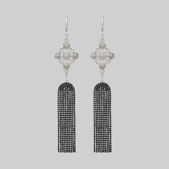 FIFI. Dazzle Chain Chandelier Earrings - Silver