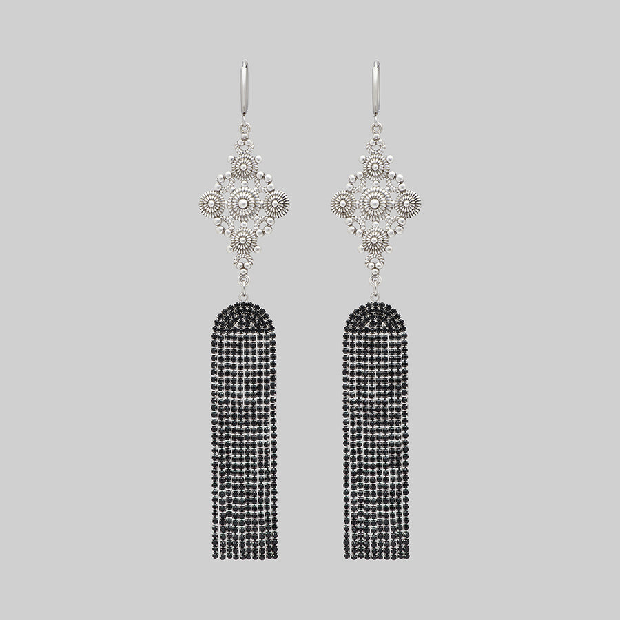 silver dazzle chandelier gothic earrings