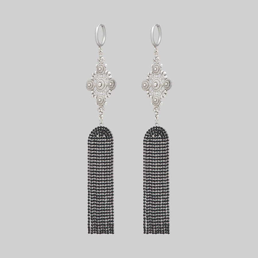 FIFI. Dazzle Chain Chandelier Earrings - Silver silver chandelier gothic vintage inspired earrings
