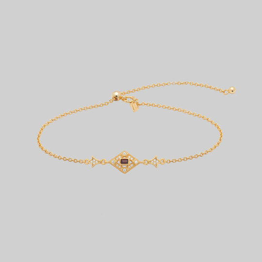 FLAPPER. Gatsby Garnet Bracelet - Gold