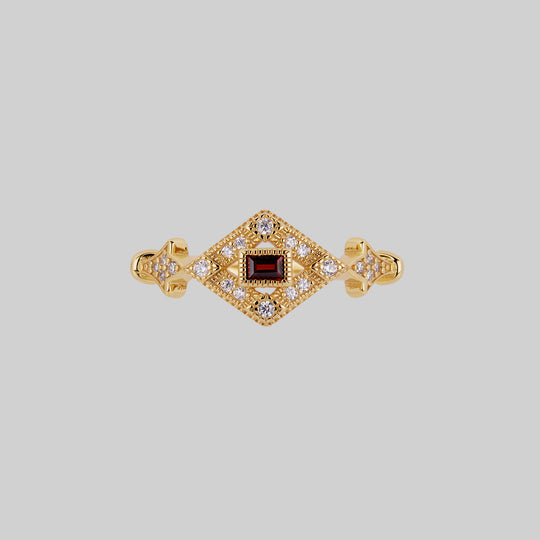 FLAPPER. Gatsby Garnet Ring - Gold