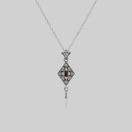 gatsby garnet and sword silver necklace