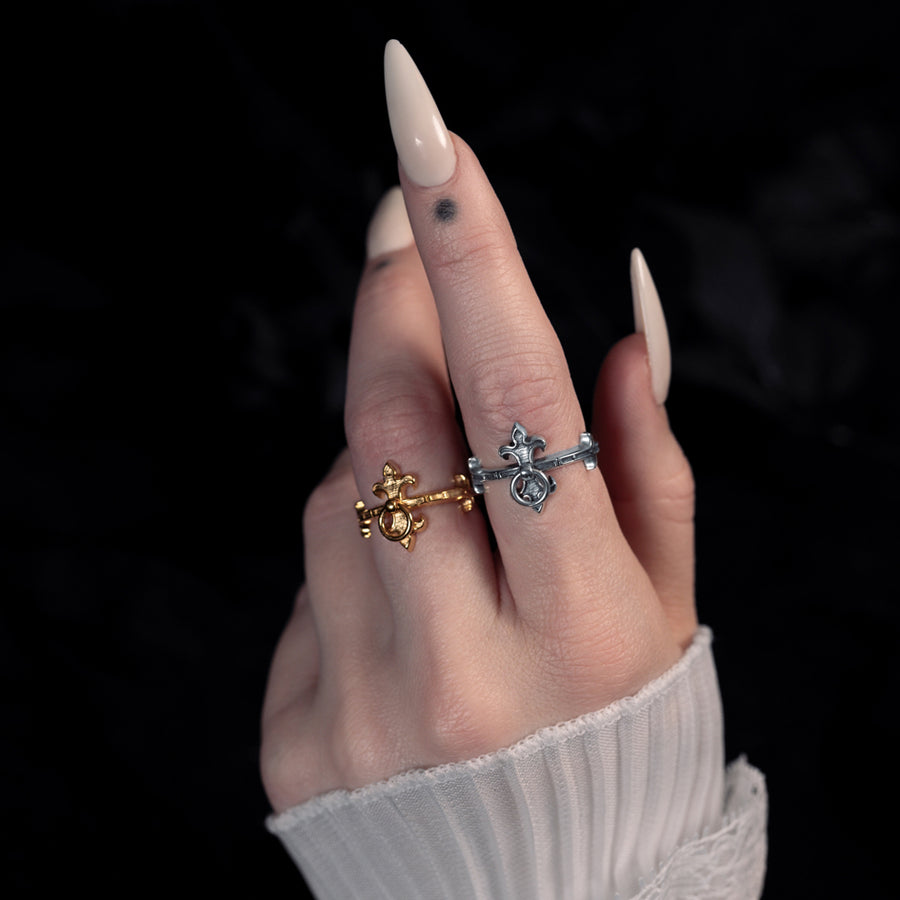 FORTIFY. Medieval Gate Knocker Ring - Silver alt medieval knocker style silver gold ring