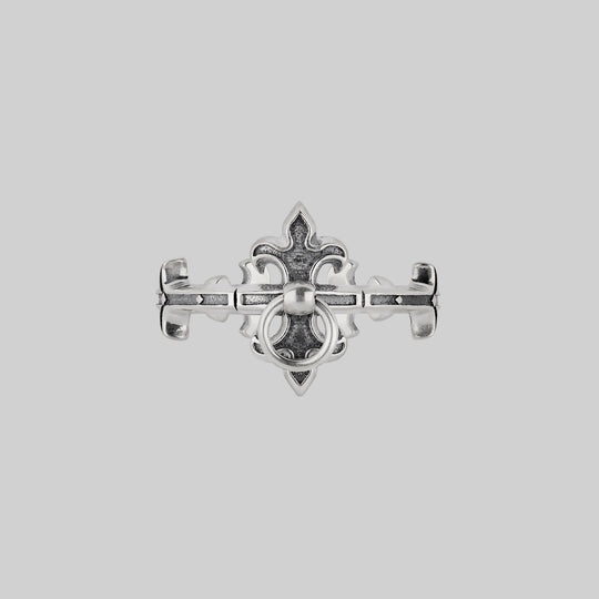 FORTIFY. Medieval Gate Knocker Ring - Silver