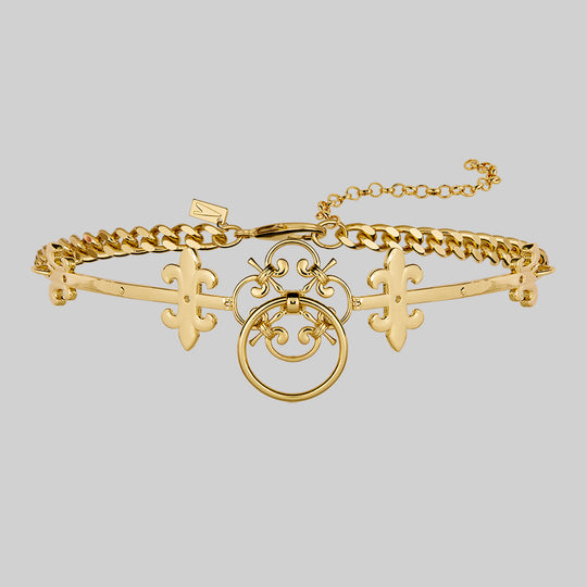 FORTRESS. Medieval Knocker Hinged Choker - Gold