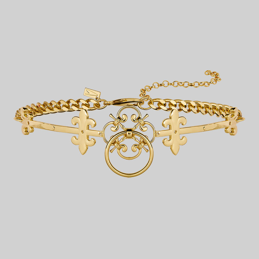 FORTRESS. Medieval Knocker Hinged Choker - Gold