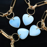 chunky chain opalite heart collar gold