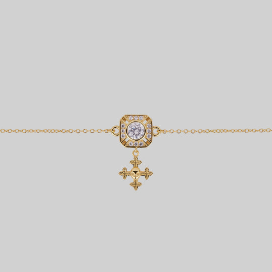 GRANDIOSE. Gothic Cubic Zirconia Cluster Collar - Gold