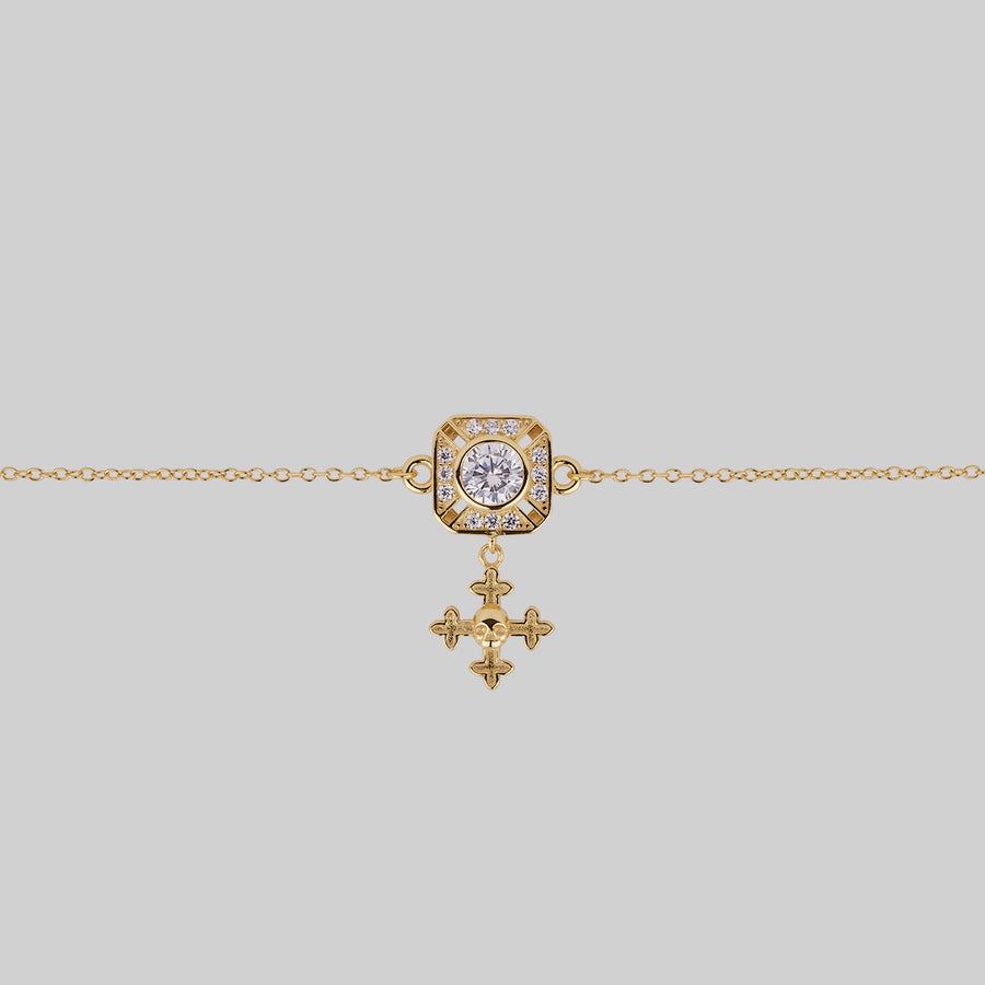 GRANDIOSE. Gothic Cubic Zirconia Cluster Collar - Gold