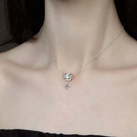 silver gothic cubic zirconia cluster collar