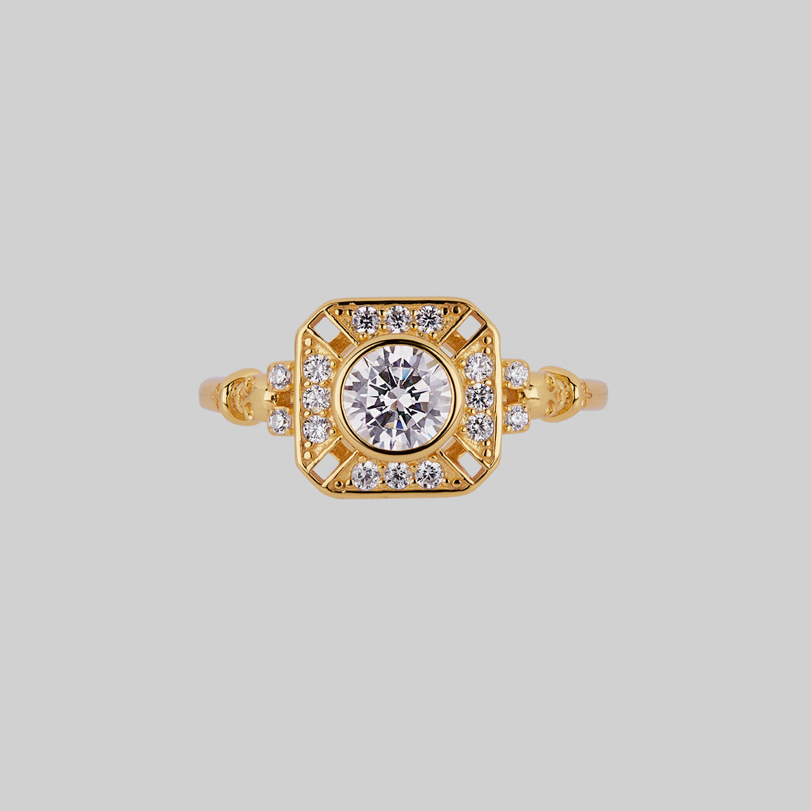 gold gothic cubic zirconia cocktail ring skull