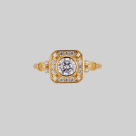 gold gothic cubic zirconia cocktail ring skull