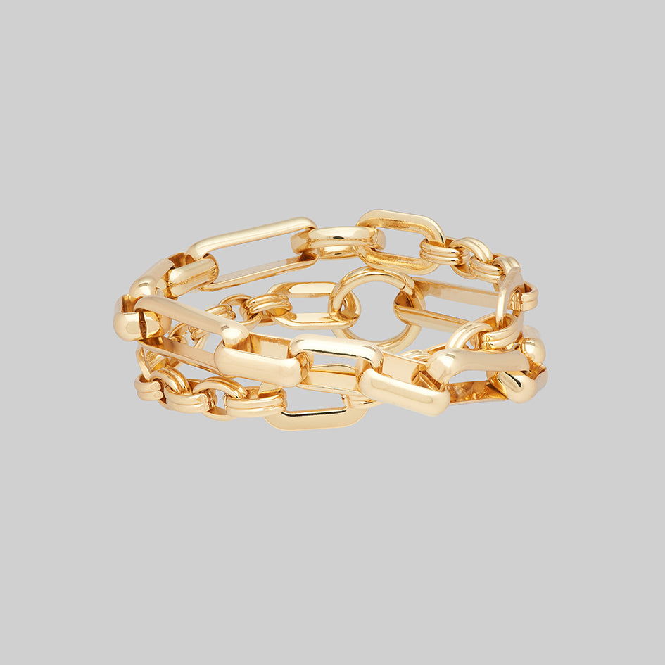 Gold chunky chain-style multi-wrap bracelet
