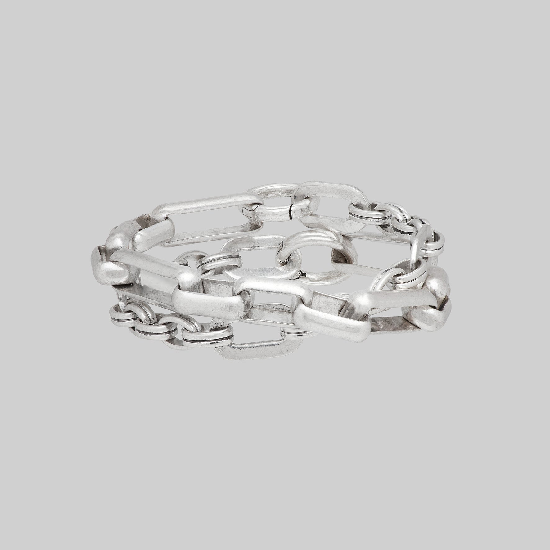Silver chunky multi-wrap chain bracelet