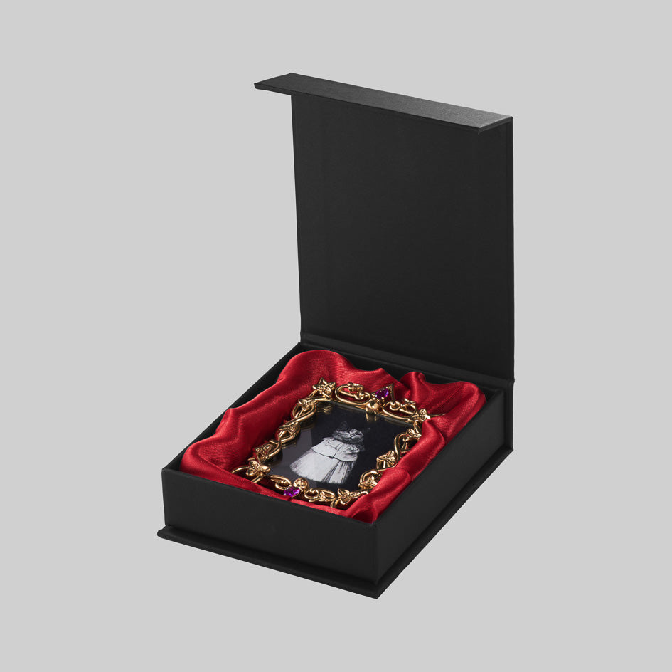 Gold gothic ivy Victorian-inspired amethyst mini photo frame box