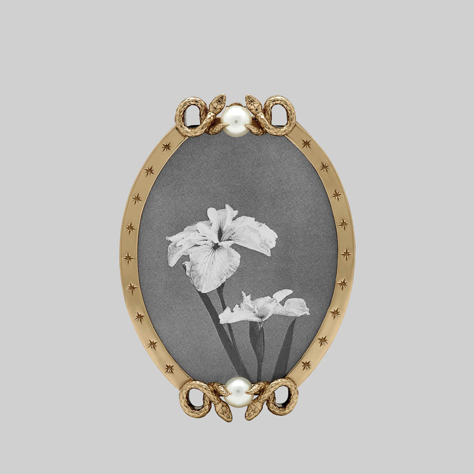 Gold gothic victorian inspired serpent pearl mini photo frame