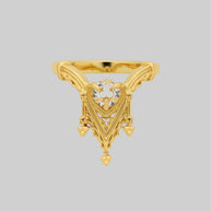 Gothic Trefoil Ring in Gold Glass Window Design